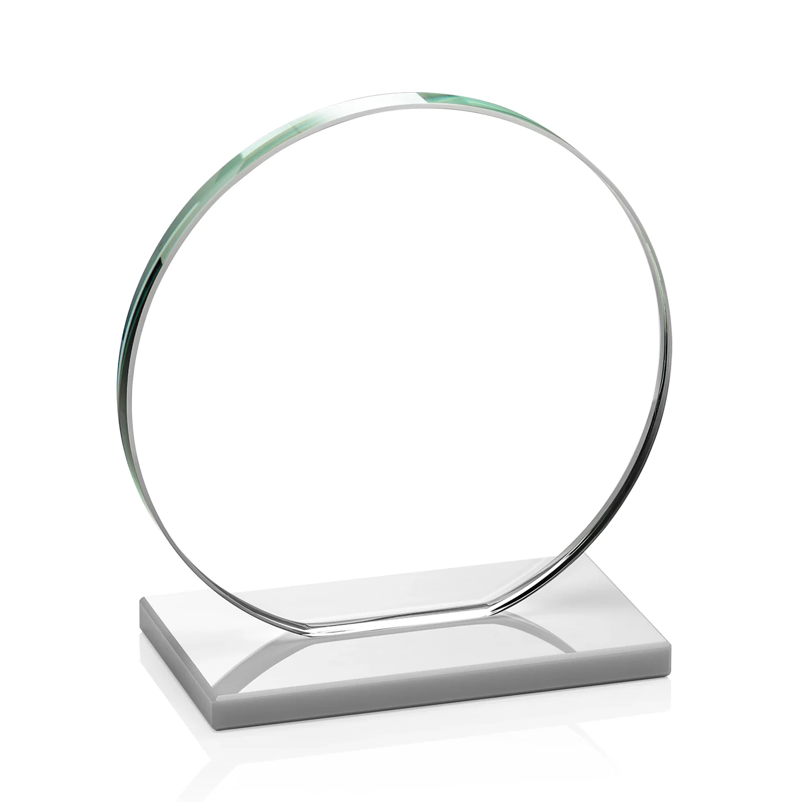 Branded Starfire Crystal Disc Award On An Ivory Crystal Base, with your company name for team milestone celebrations