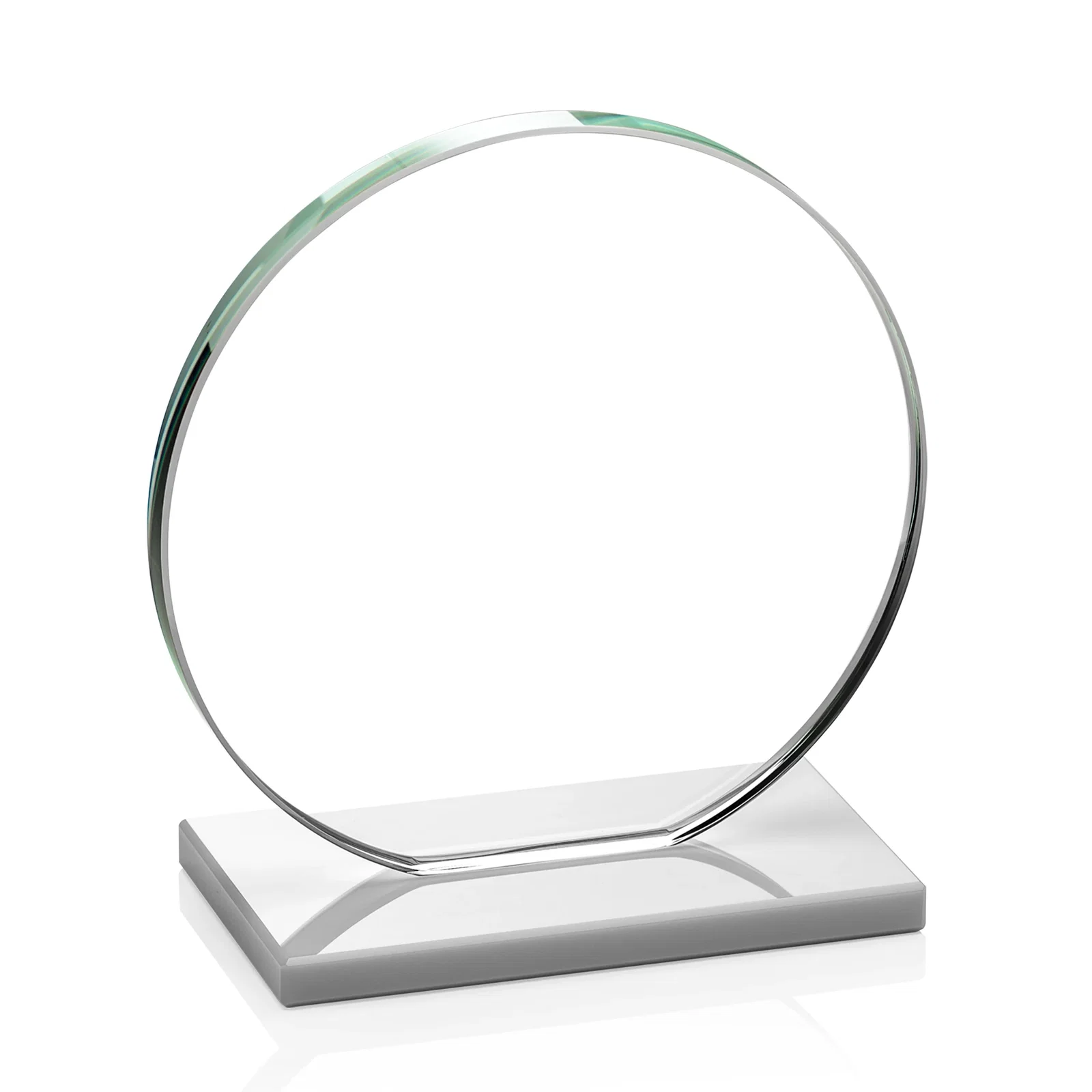 Branded Starfire Crystal Disc Award On An Ivory Crystal Base, with your company name for donor appreciation