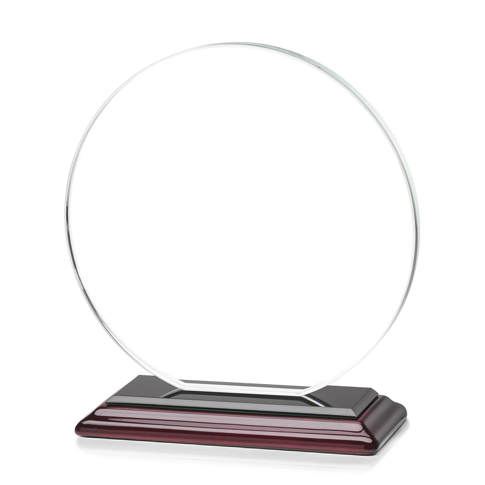 Branded Starfire Crystal Disc Award On An Ivory Crystal Base, with your company name for company anniversary events