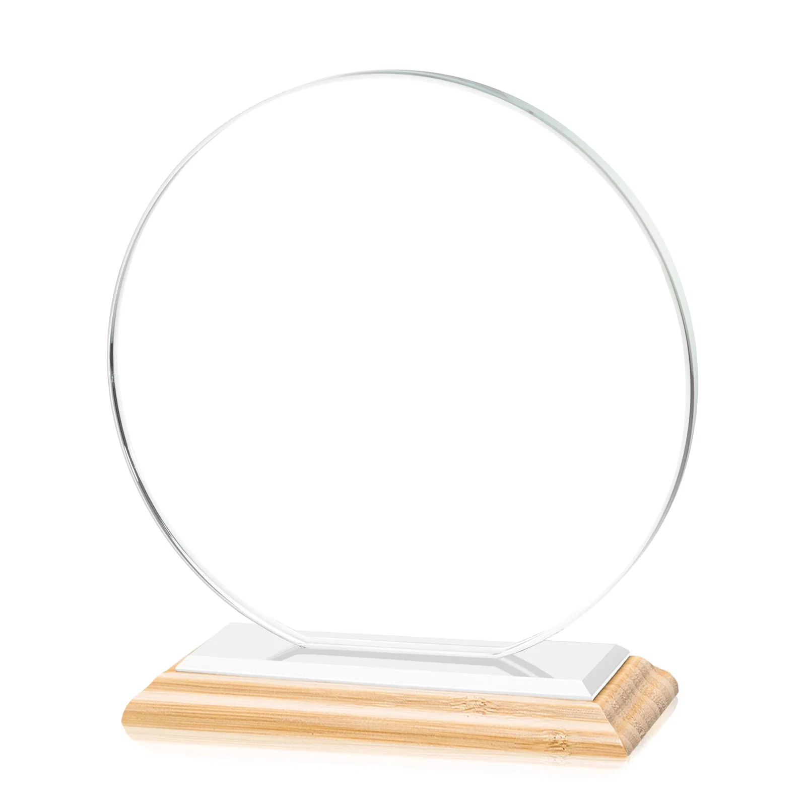 Custom printed Starfire Crystal Disc Award On An Ivory Crystal Base, with your company name for donor appreciation