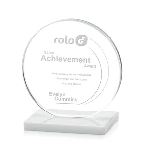 Starfire Crystal Disc Award On An Ivory Crystal Base