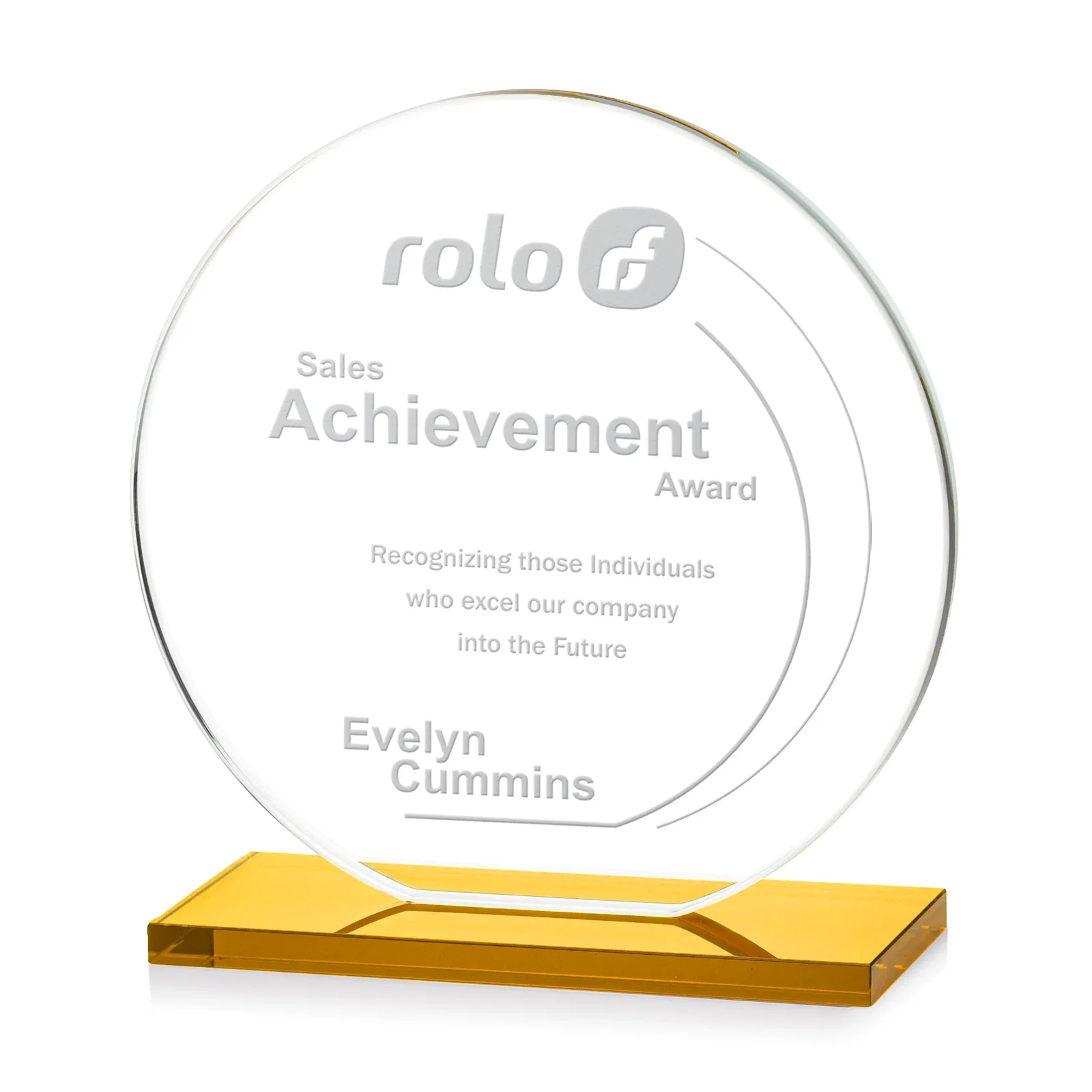 Promotional Starfire Crystal Disc Award On An Ivory Crystal Base for team milestone celebrations