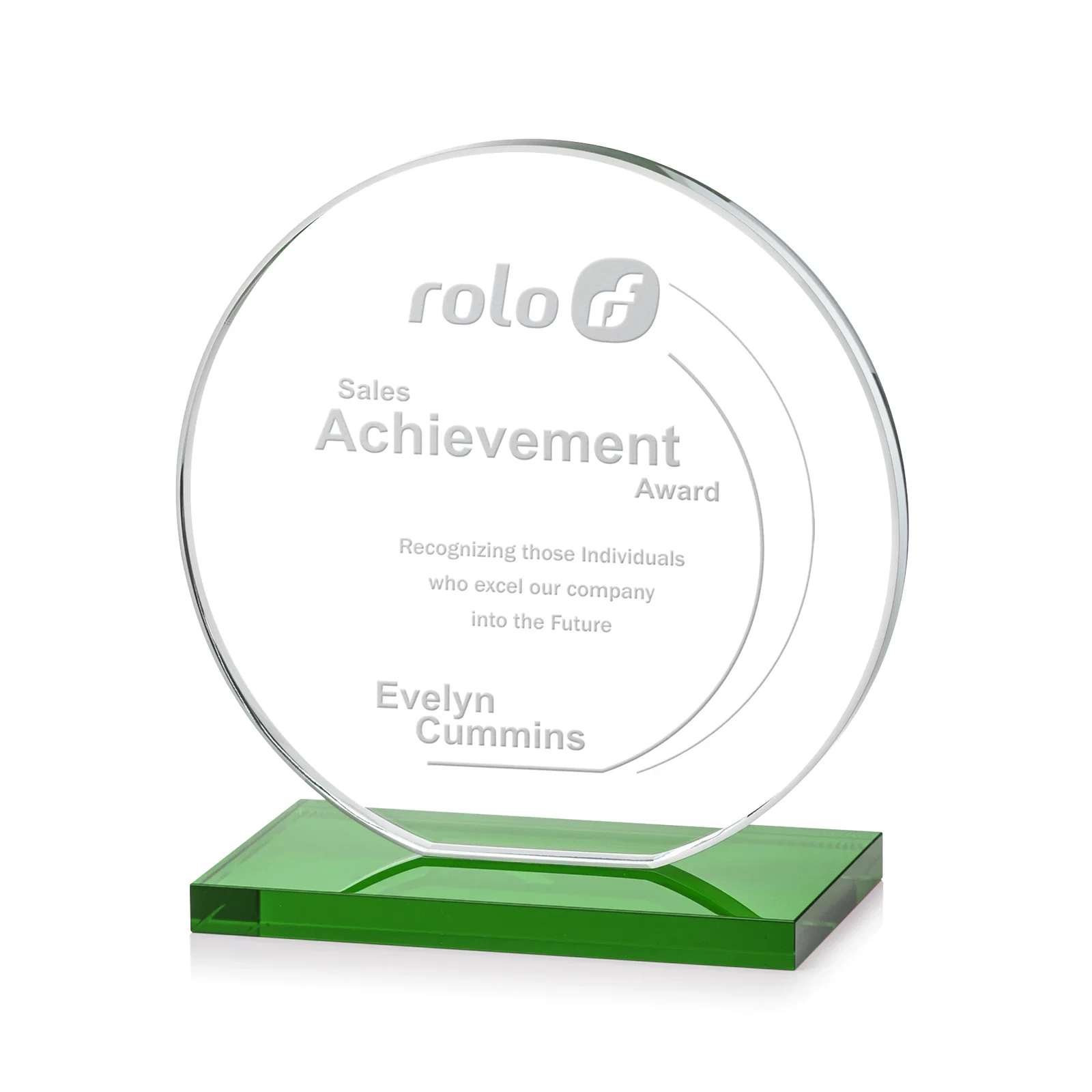 Promotional Starfire Crystal Disc Award On An Ivory Crystal Base for safety achievement programs