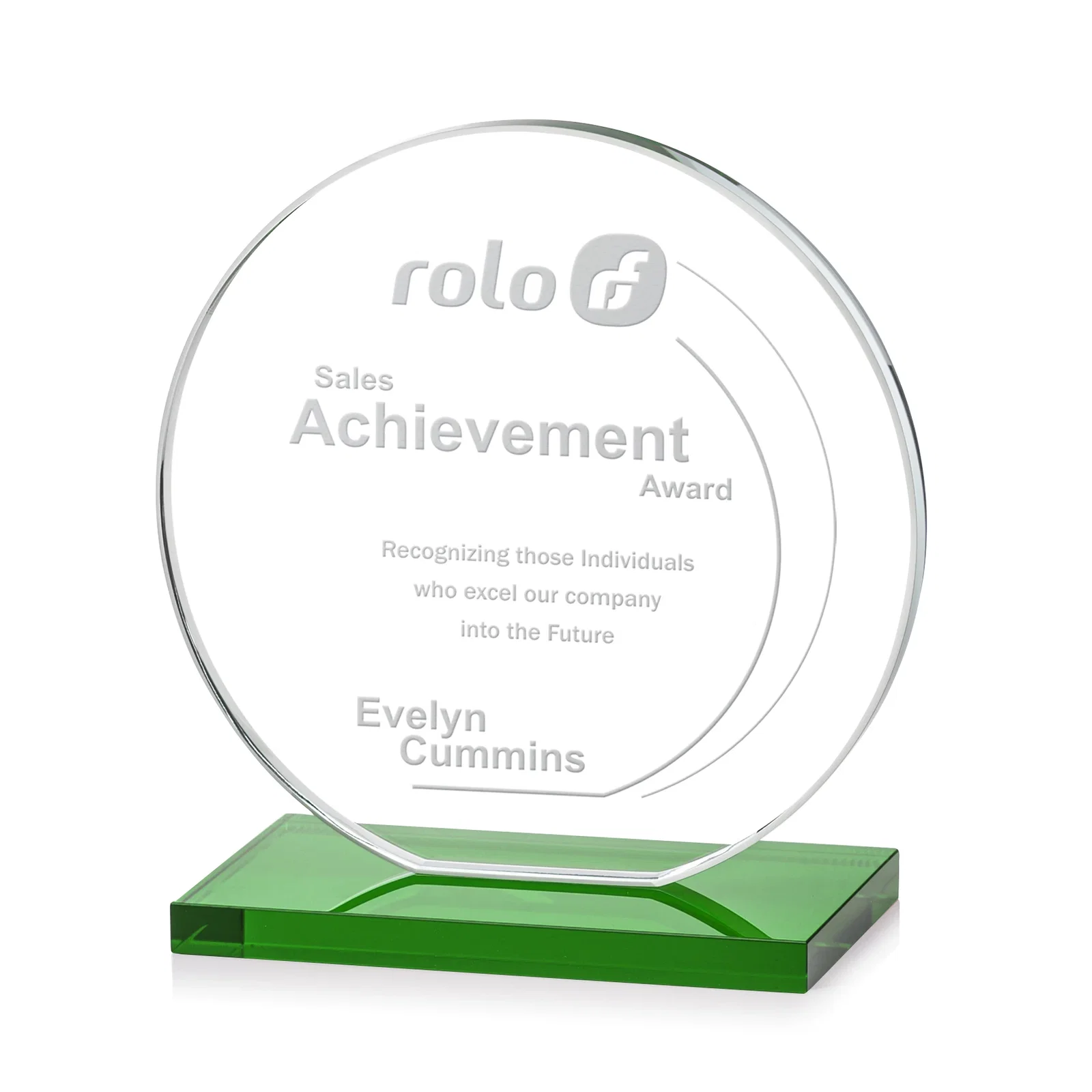 Promotional Starfire Crystal Disc Award On An Ivory Crystal Base for volunteer appreciation