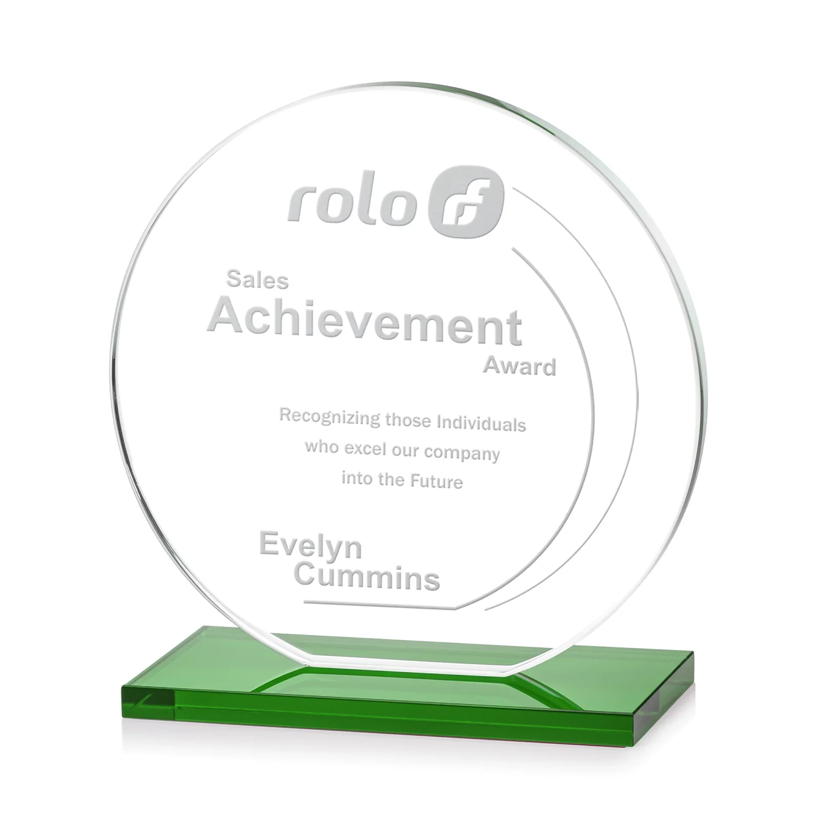 Promotional Starfire Crystal Disc Award On An Ivory Crystal Base for dealer and partner awards
