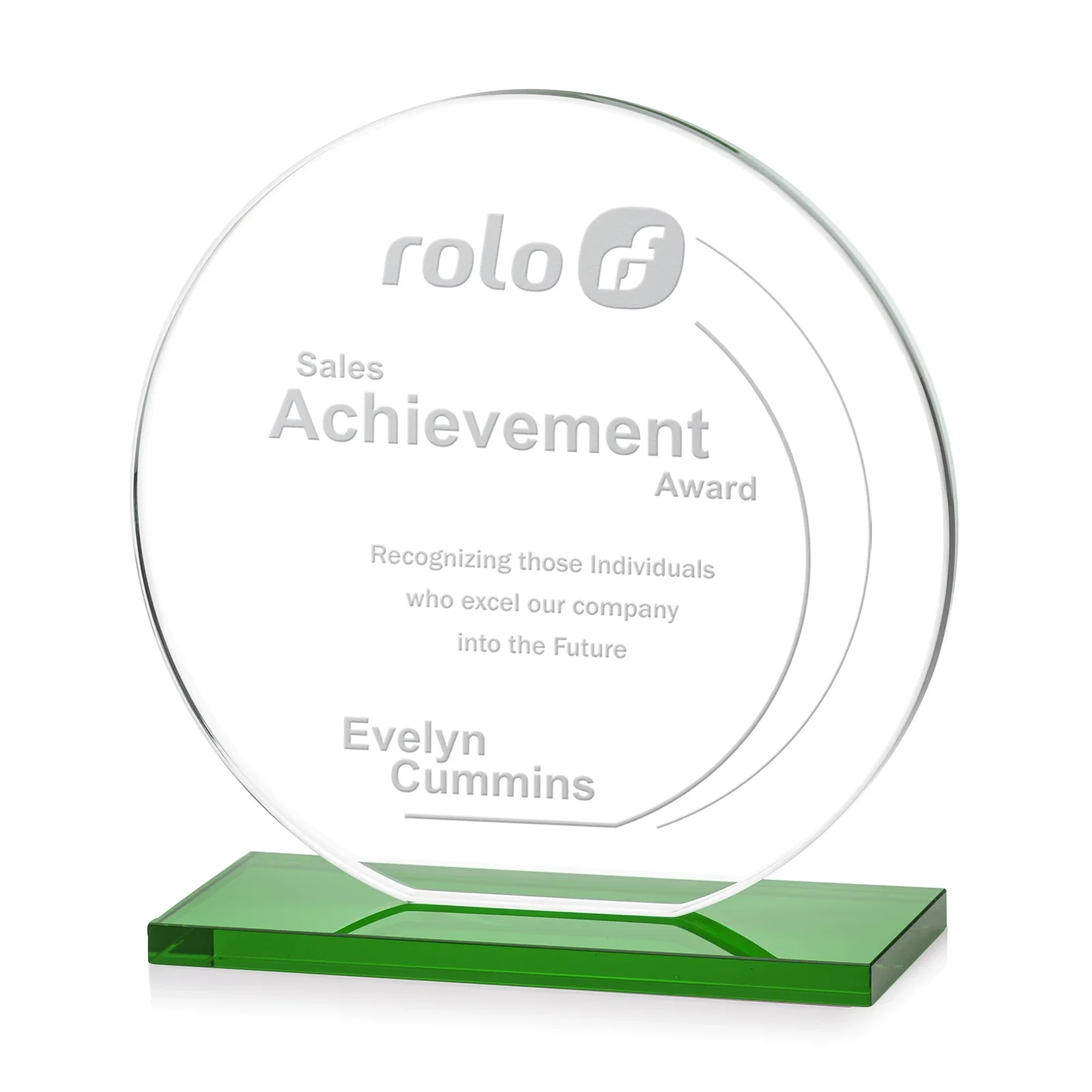 Promotional Starfire Crystal Disc Award On An Ivory Crystal Base for company anniversary events