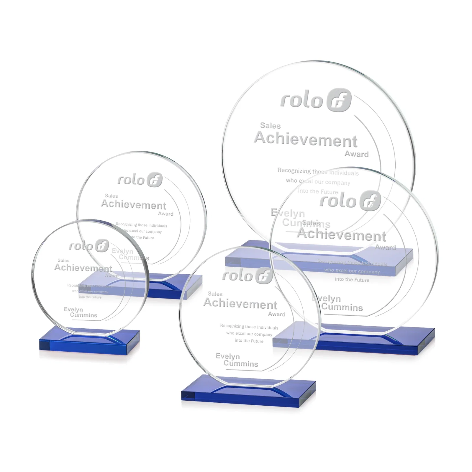 Branded Starfire Crystal Disc Award On An Ivory Crystal Base for employee recognition