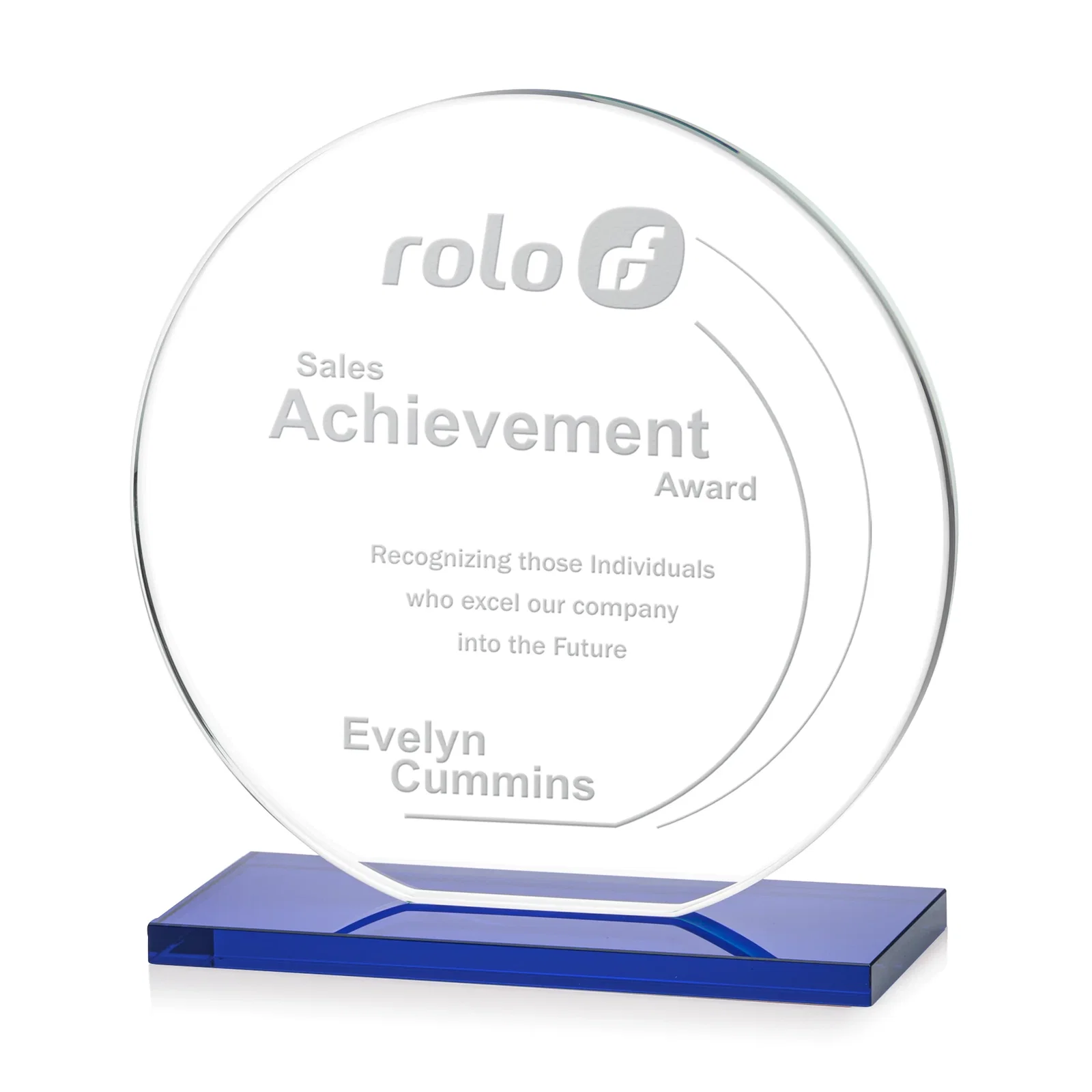Branded Starfire Crystal Disc Award On An Ivory Crystal Base for team milestone celebrations