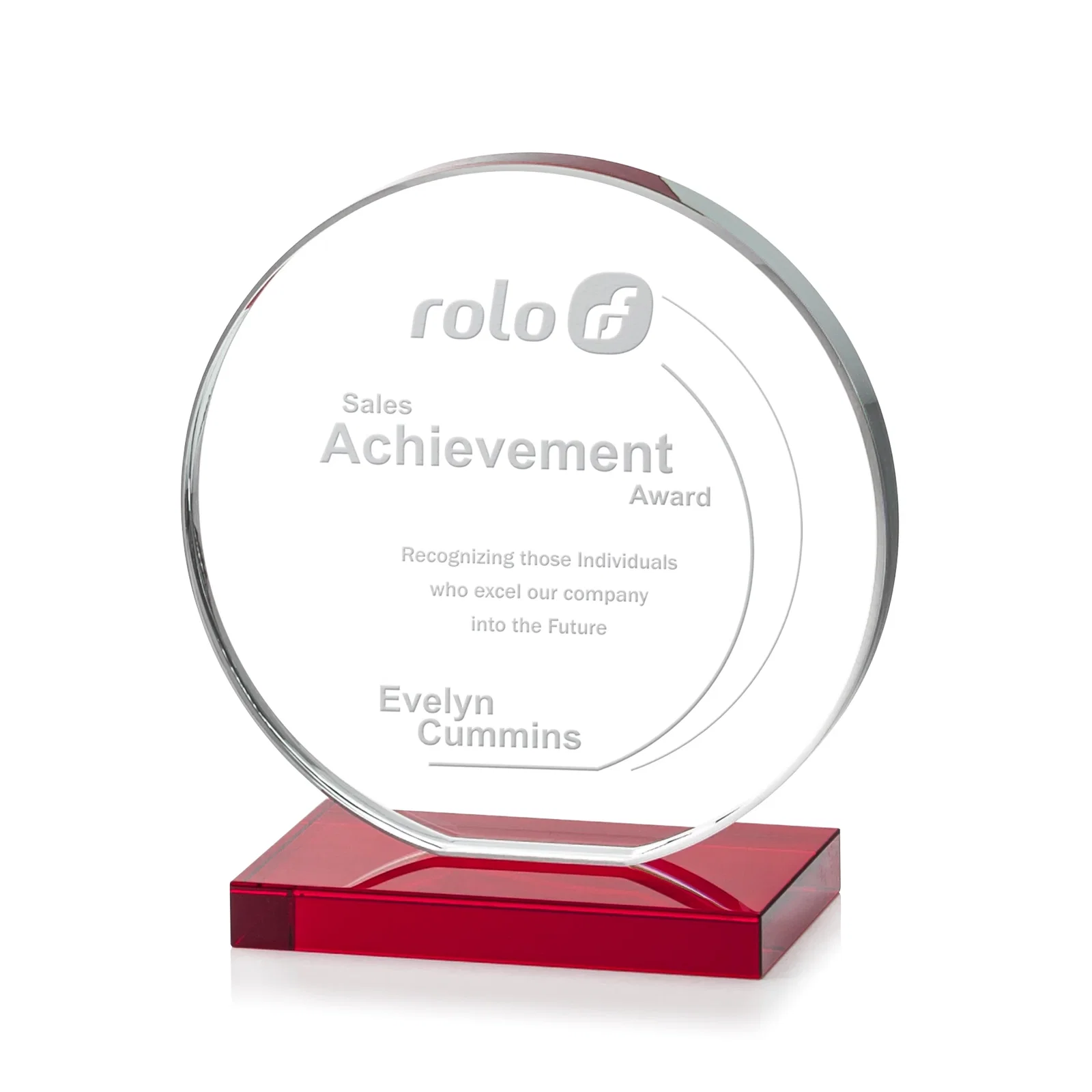 Branded Starfire Crystal Disc Award On An Ivory Crystal Base for graduation ceremonies