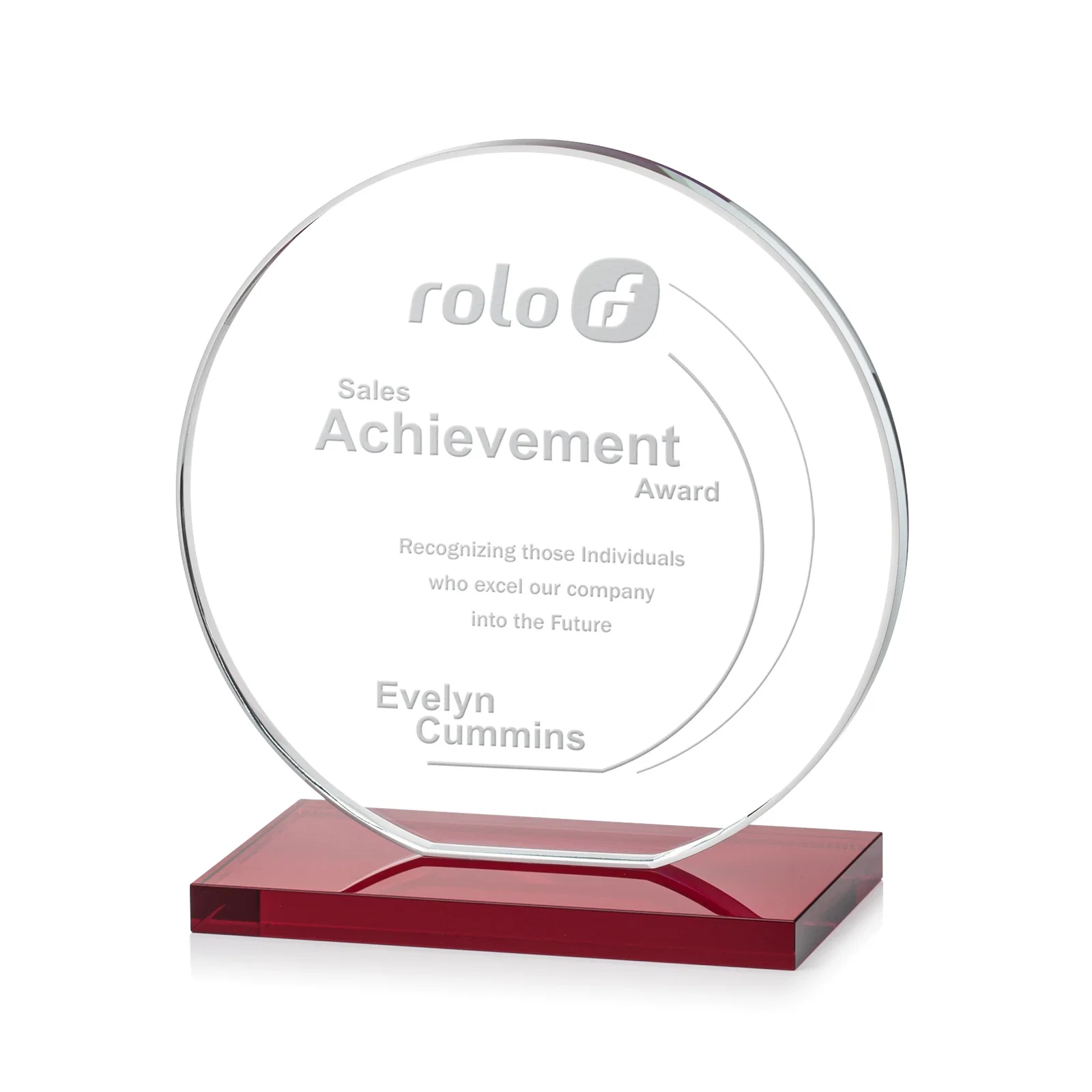 Branded Starfire Crystal Disc Award On An Ivory Crystal Base for safety achievement programs