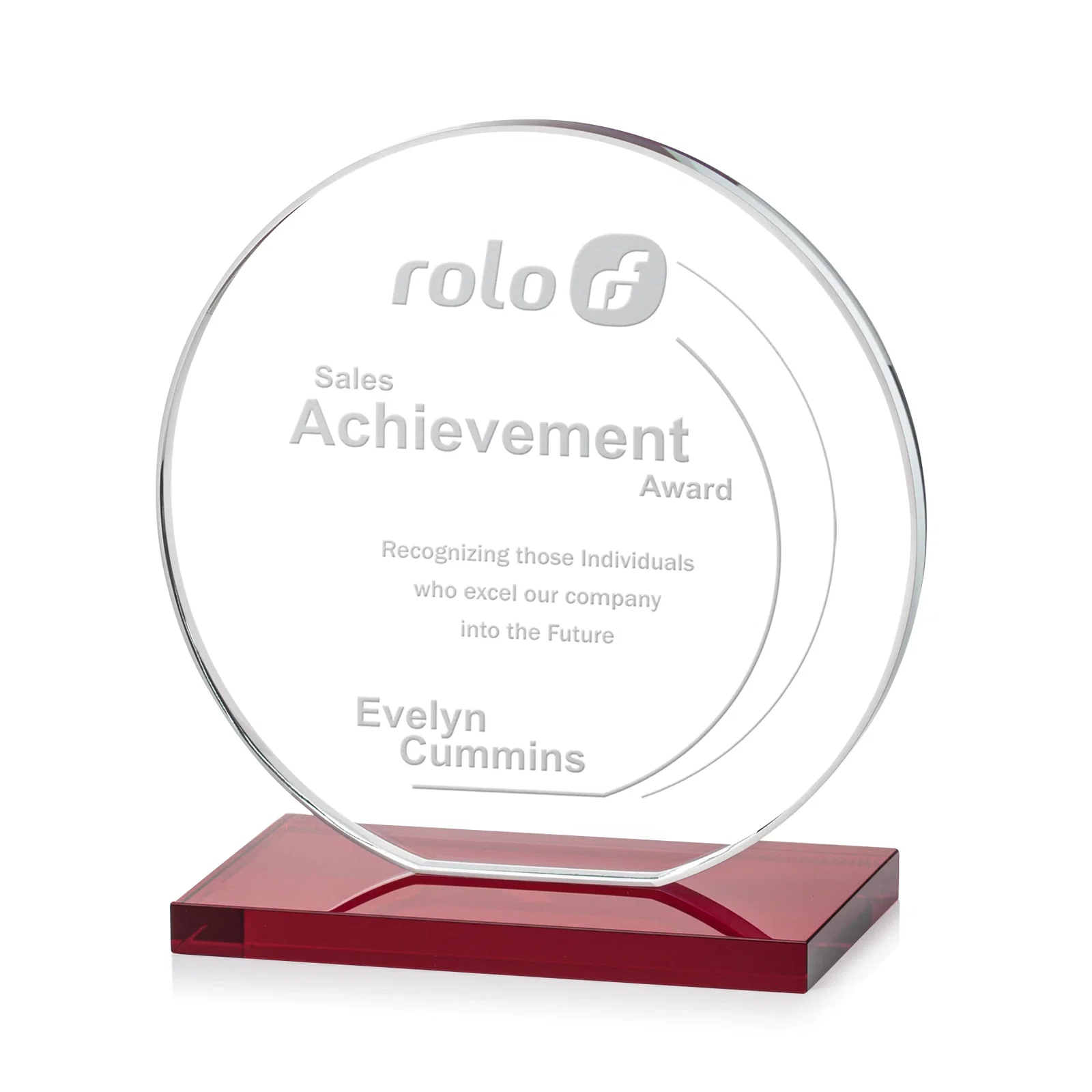 Branded Starfire Crystal Disc Award On An Ivory Crystal Base for volunteer appreciation