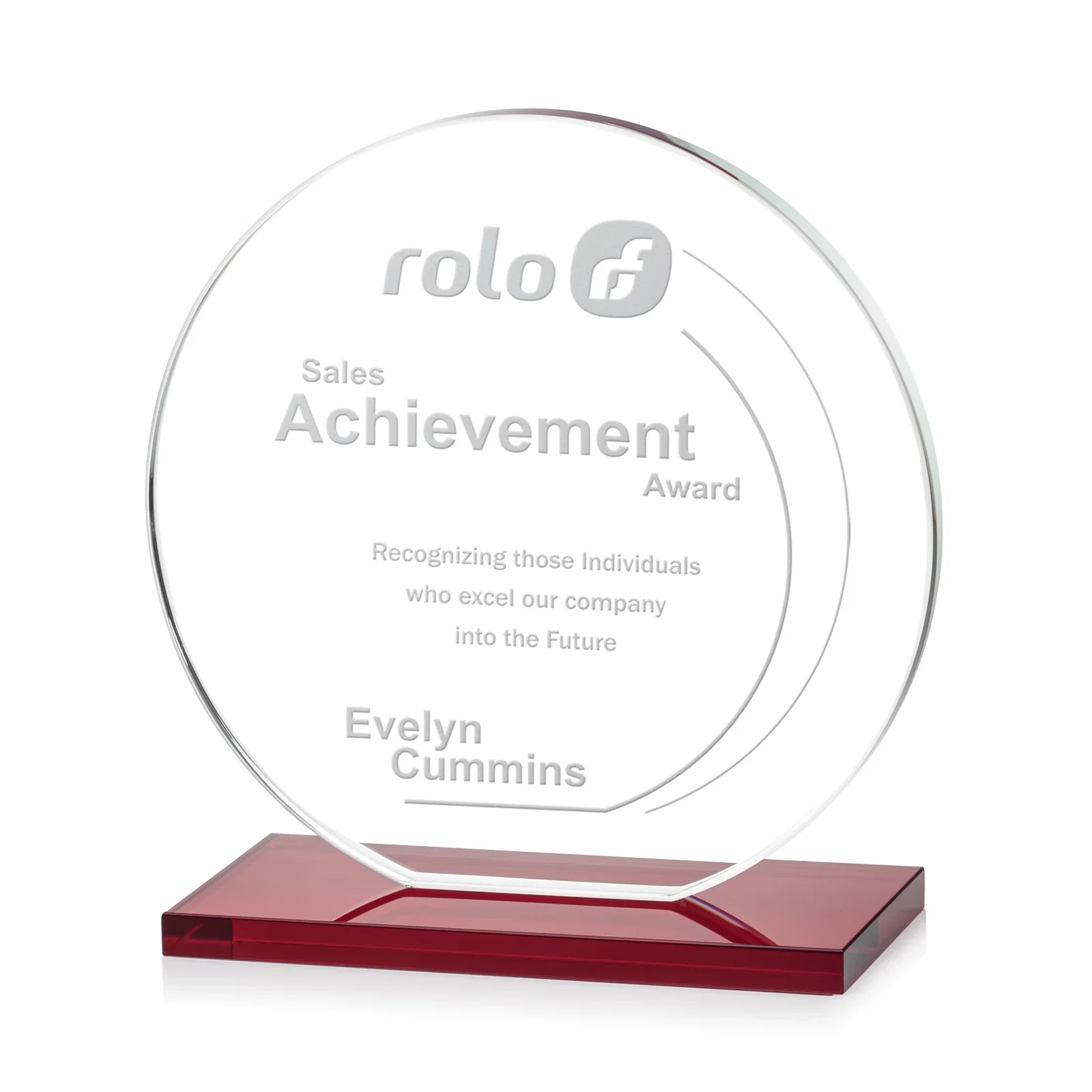Branded Starfire Crystal Disc Award On An Ivory Crystal Base for dealer and partner awards