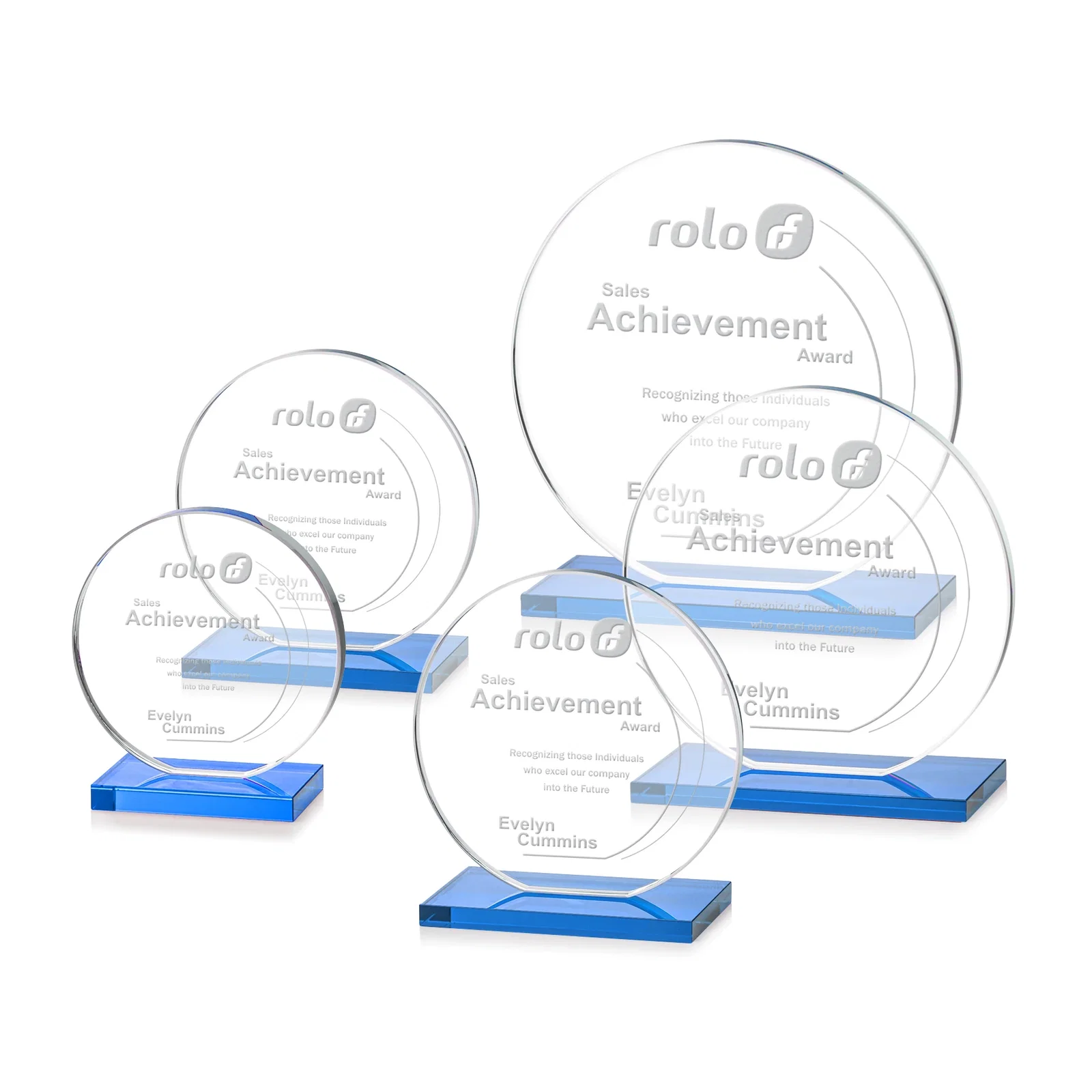 Custom printed Starfire Crystal Disc Award On An Ivory Crystal Base for employee recognition