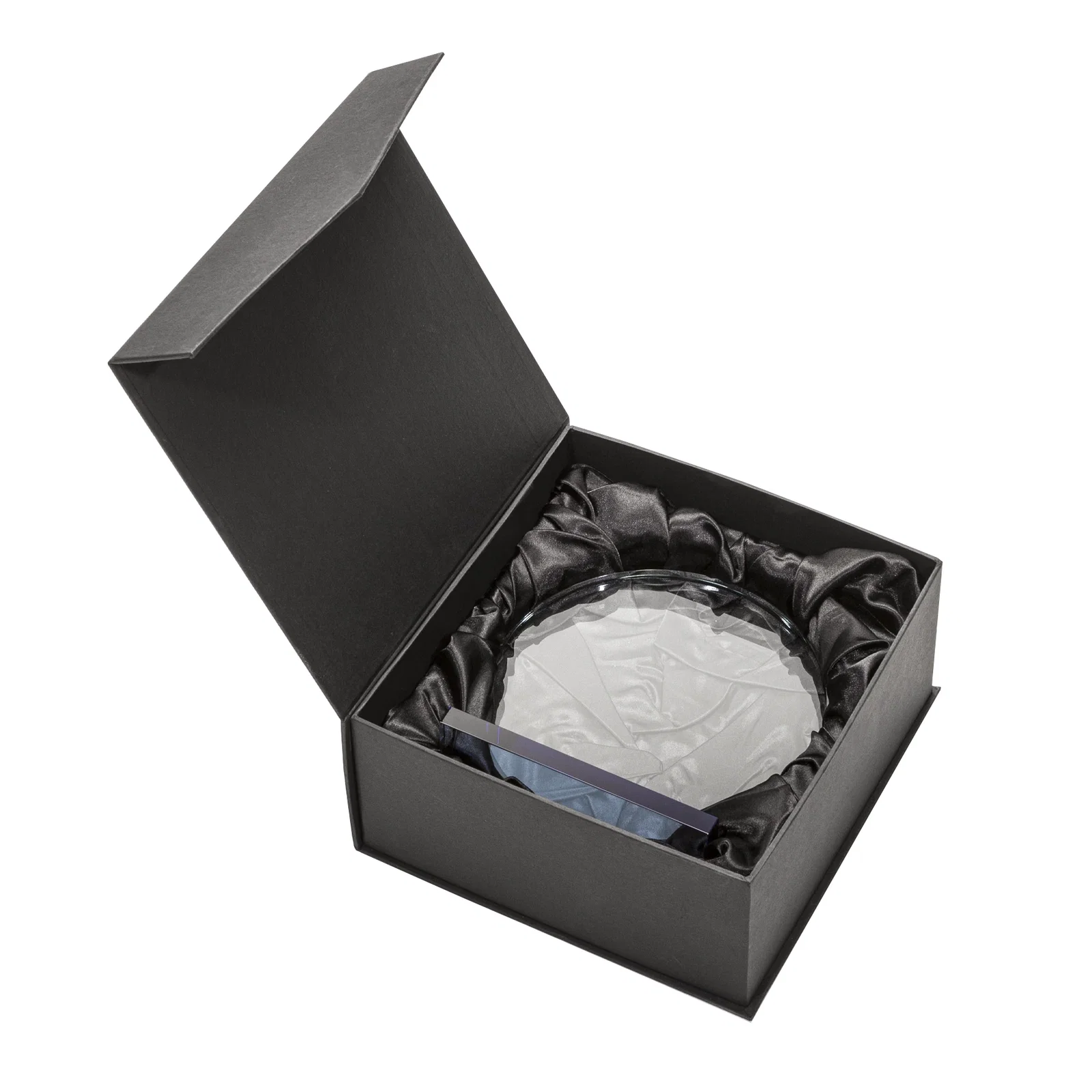 Custom Starfire Crystal Disc Award On An Ivory Crystal Base for donor appreciation