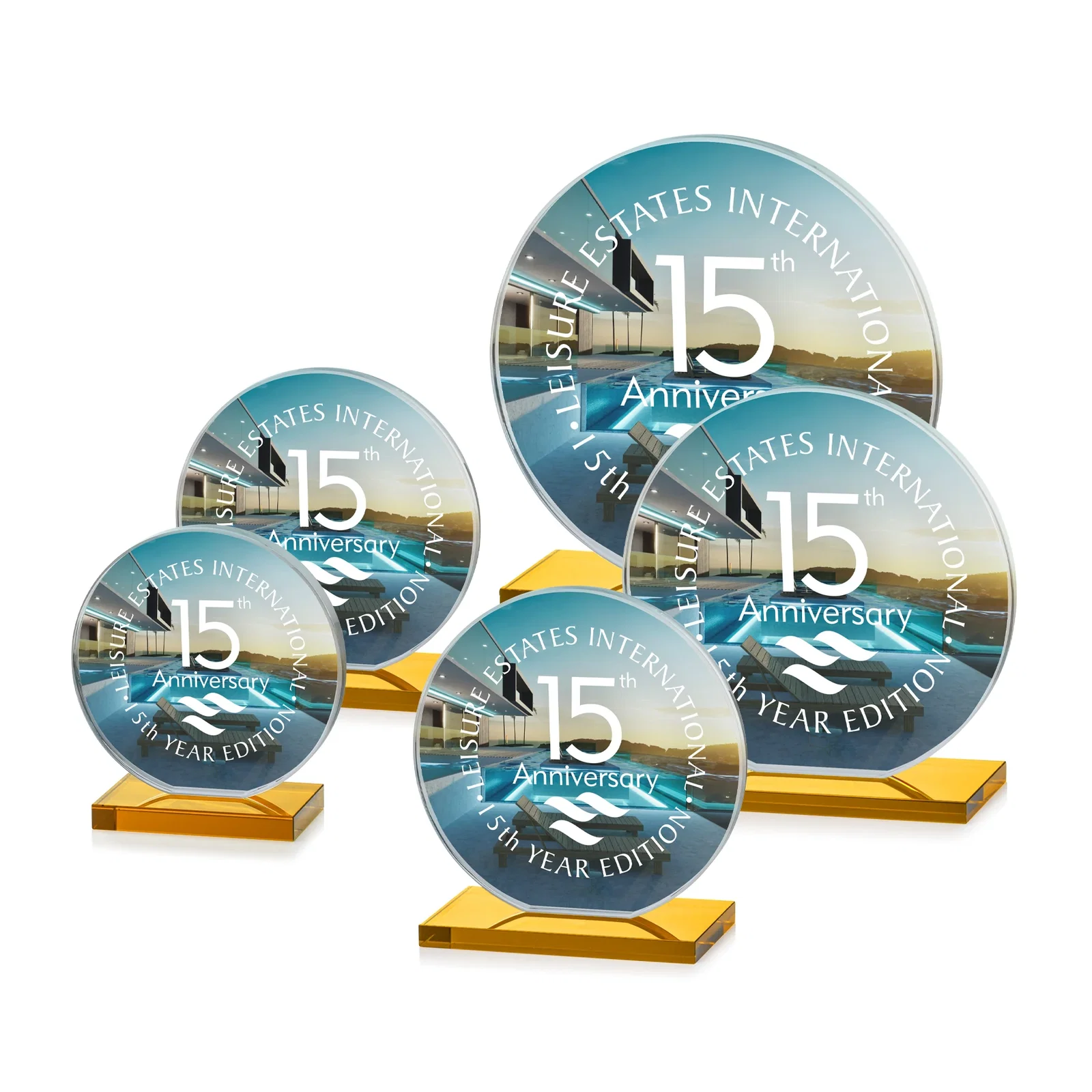 Customized Starfire Crystal Disc Award On An Ivory Crystal Base for employee recognition