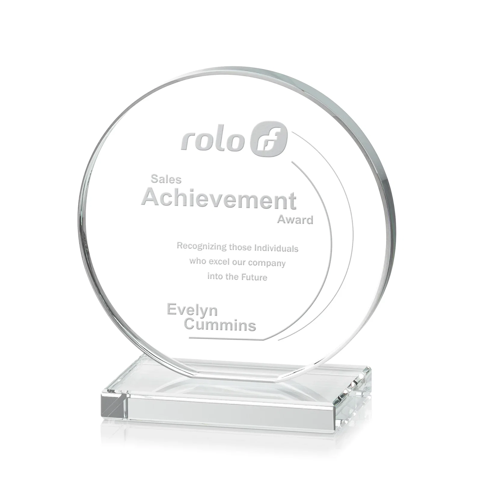 Custom Starfire Crystal Disc Award On An Ivory Crystal Base for safety achievement programs