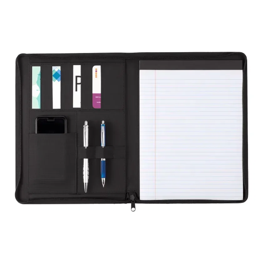Vienna Heathered Zippered Padfolio with FSC® Mix Paper — view 3