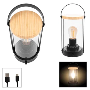 Vintage Bamboo Rechargeable Lantern With Handle