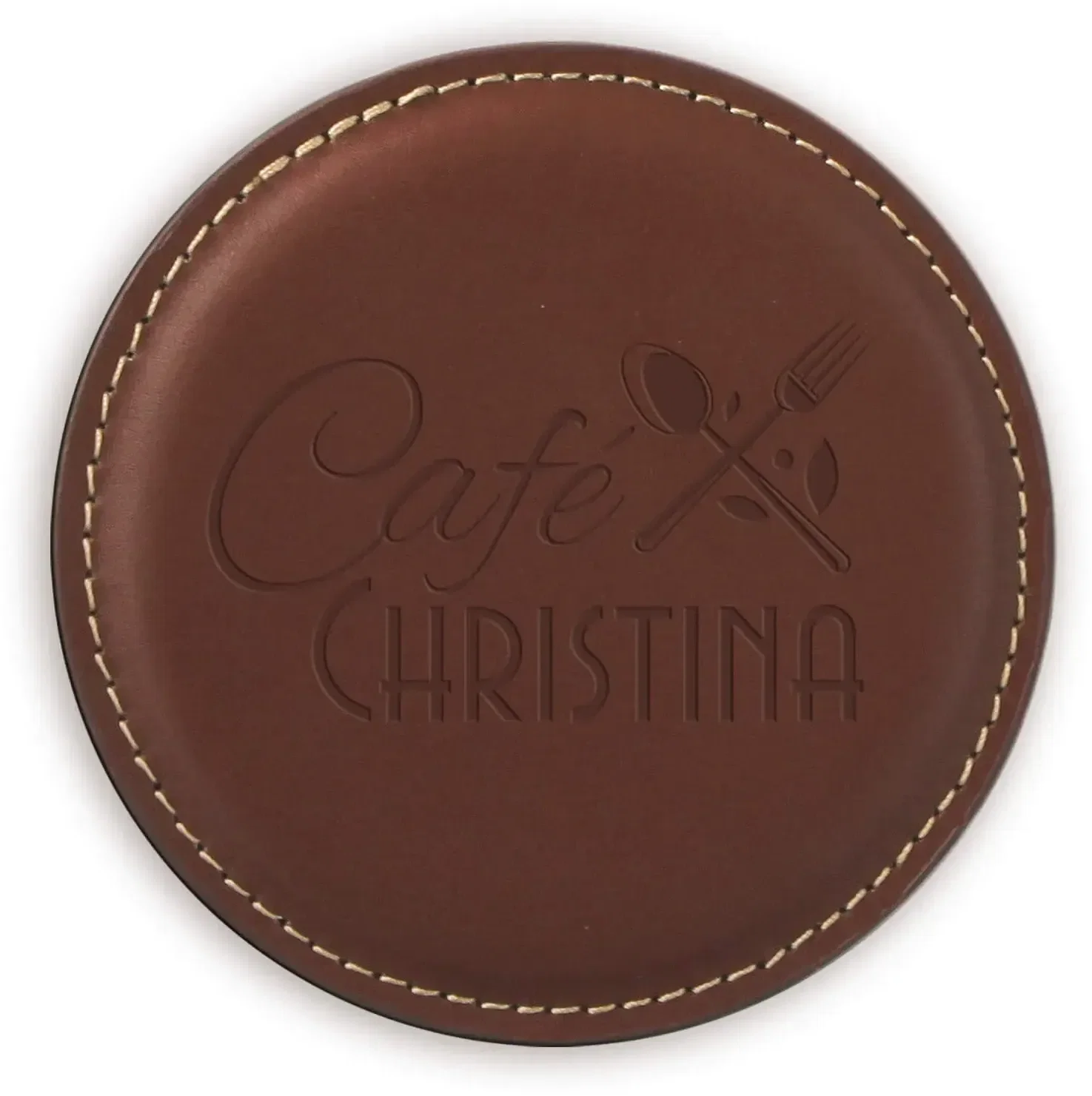 Custom Vintage Round Leather Coaster — view 3