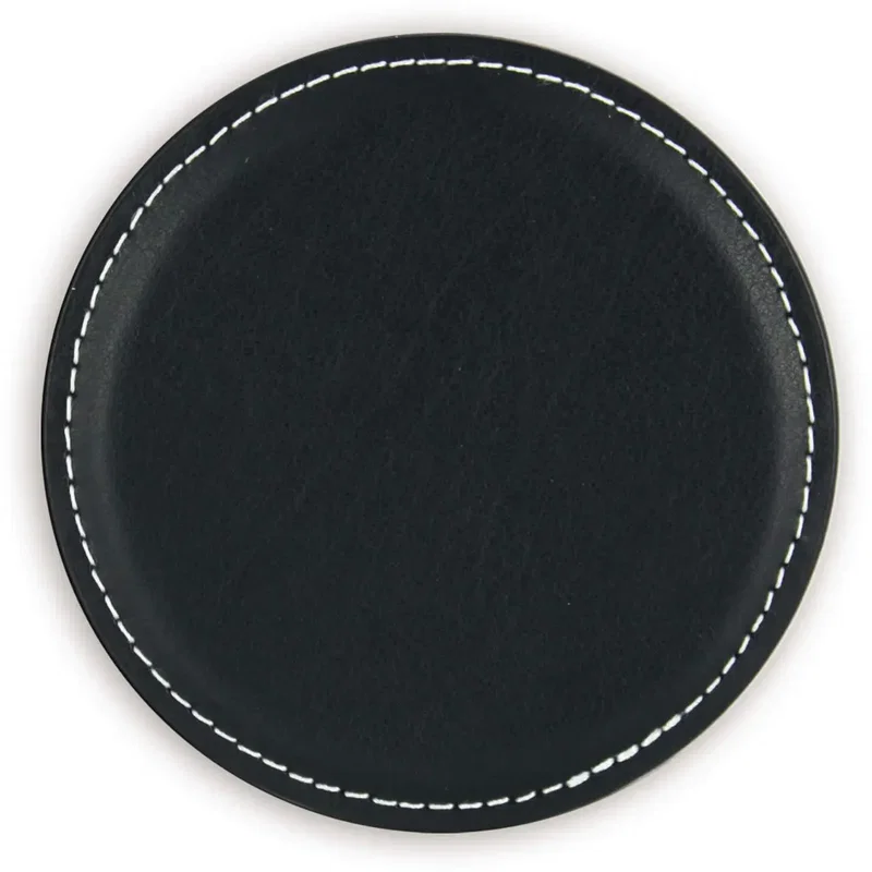 Custom Vintage Round Leather Coaster — view 4