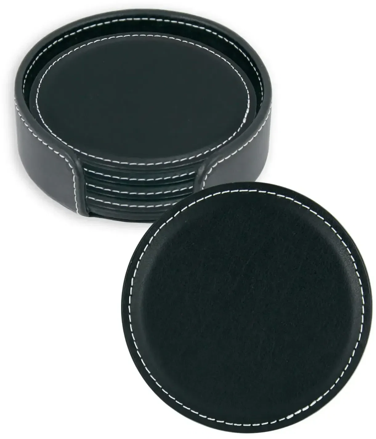 Custom Vintage Leather Coaster Set — view 2