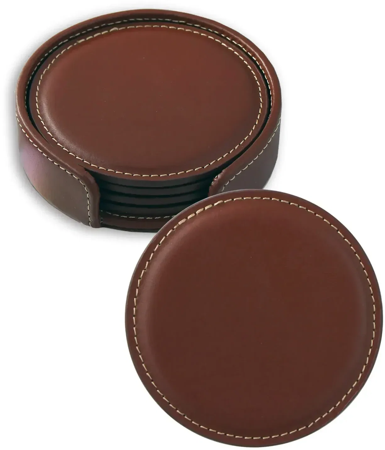 Custom Vintage Leather Coaster Set — view 4