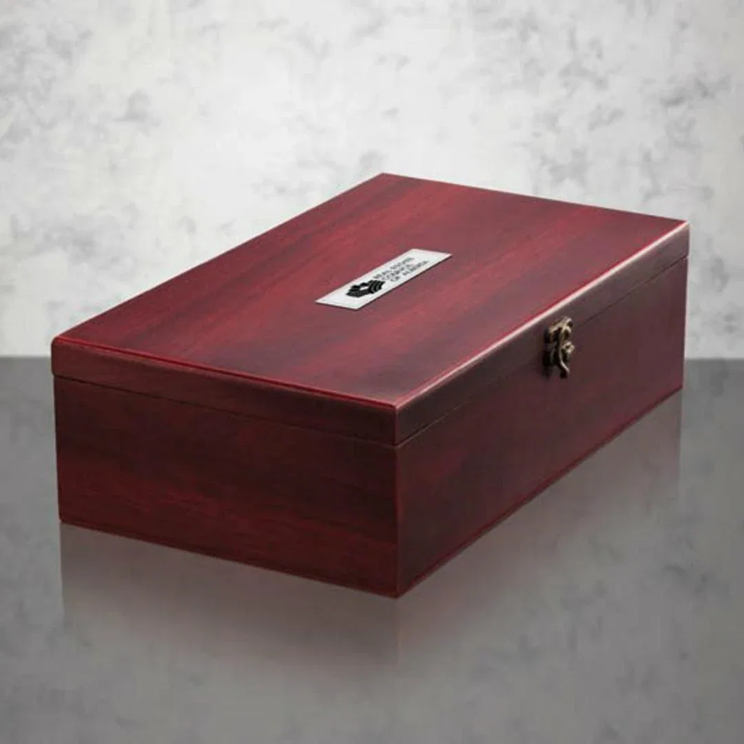 Vintage Wine Box with Copper Latches and Hinges — view 4