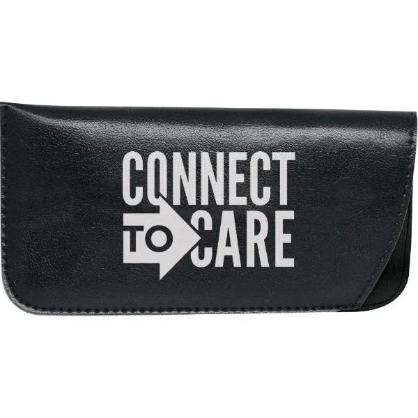 Standard-size vinyl eyeglass slip case, screen printed promotional eyewear pouch