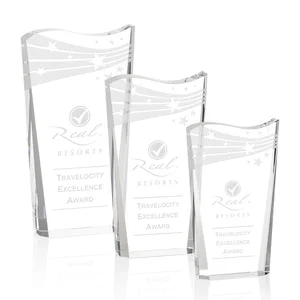 Optical Crystal Award With Contoured Wave Top
