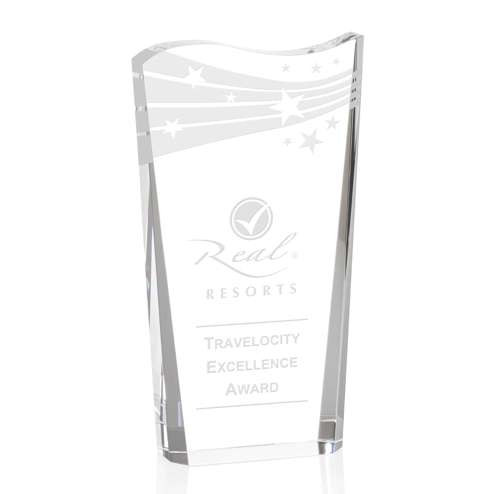 Custom Optical Crystal Award With Contoured Wave Top, awards for sales achievement awards