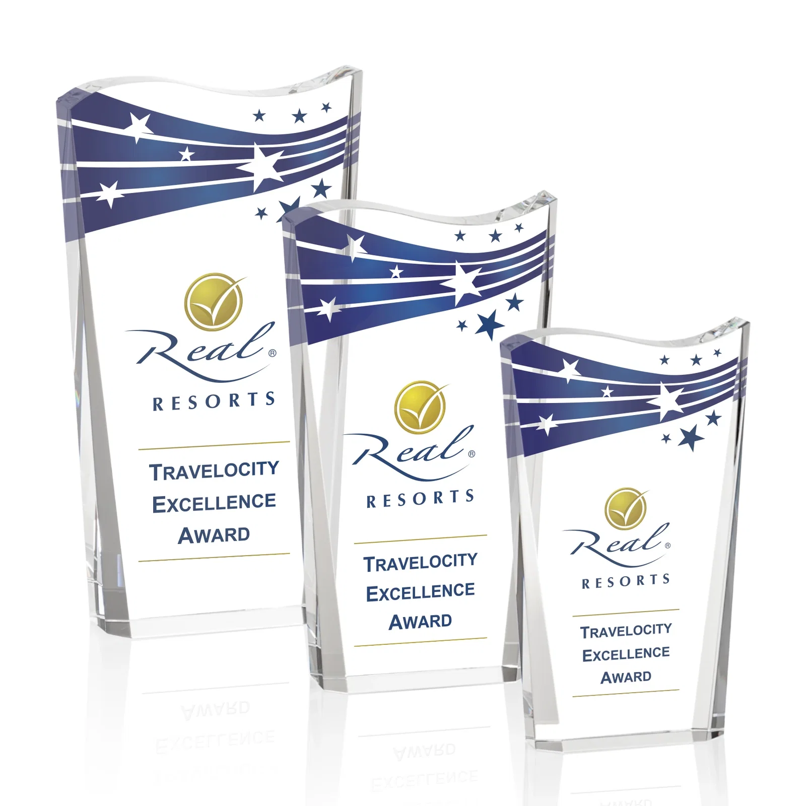 Custom Optical Crystal Award With Contoured Wave Top, awards for retirement presentations