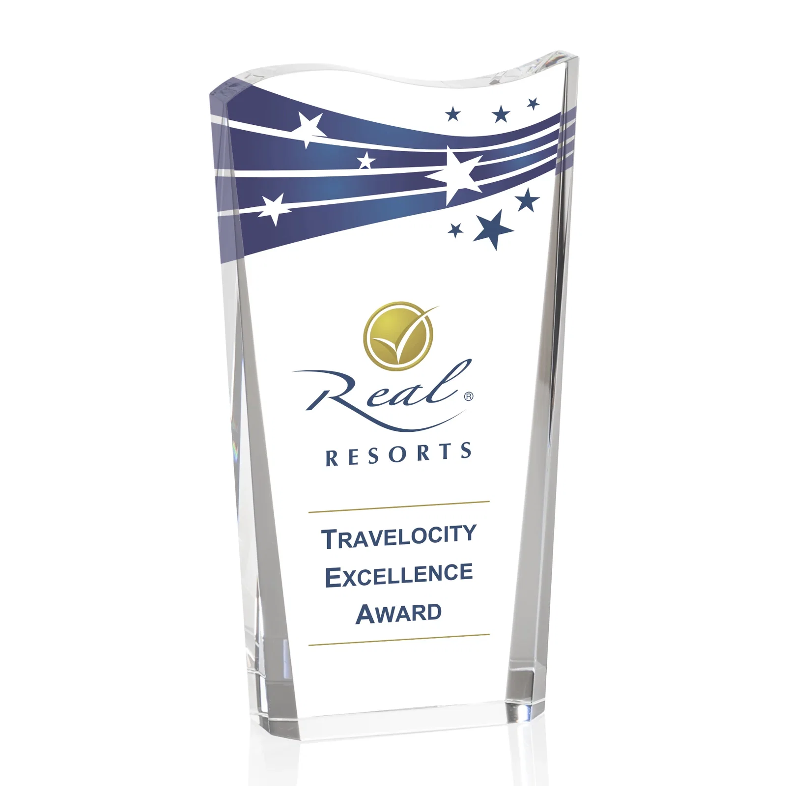 Custom Optical Crystal Award With Contoured Wave Top, awards for graduation ceremonies