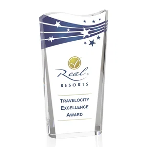 Optical Crystal Award With Contoured Wave Top
