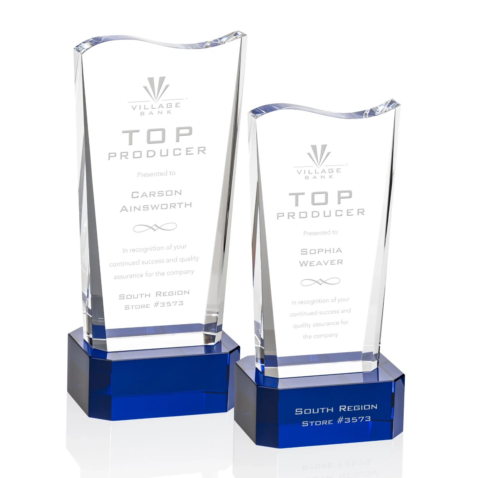 Custom Optical Crystal Sculpture Award on Clipped Optical Base, awards for volunteer appreciation