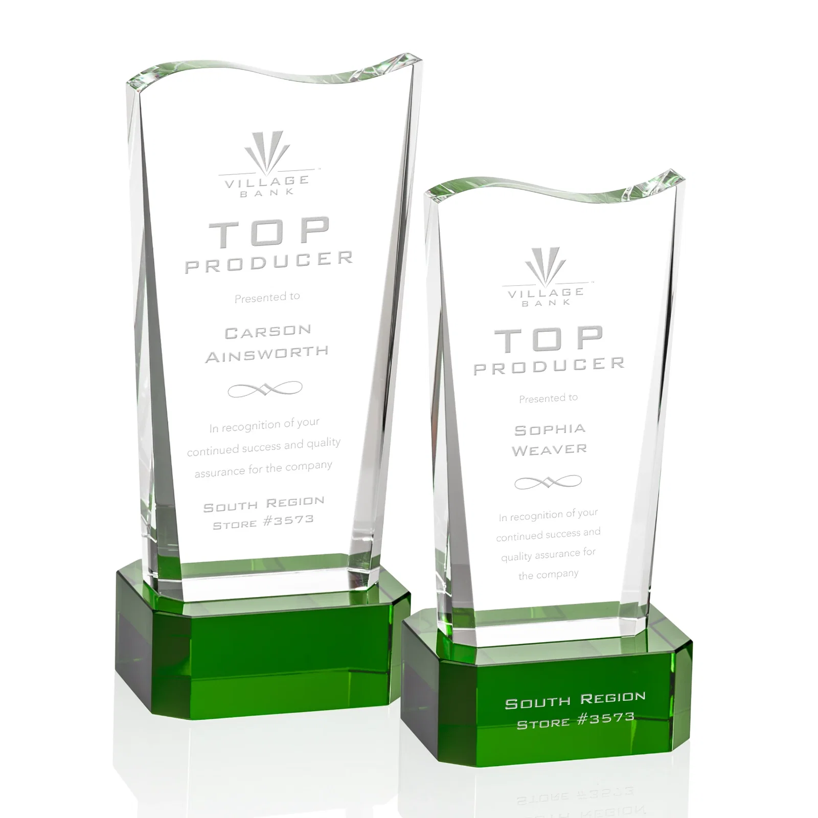Custom Optical Crystal Sculpture Award on Clipped Optical Base, awards for sales achievement awards