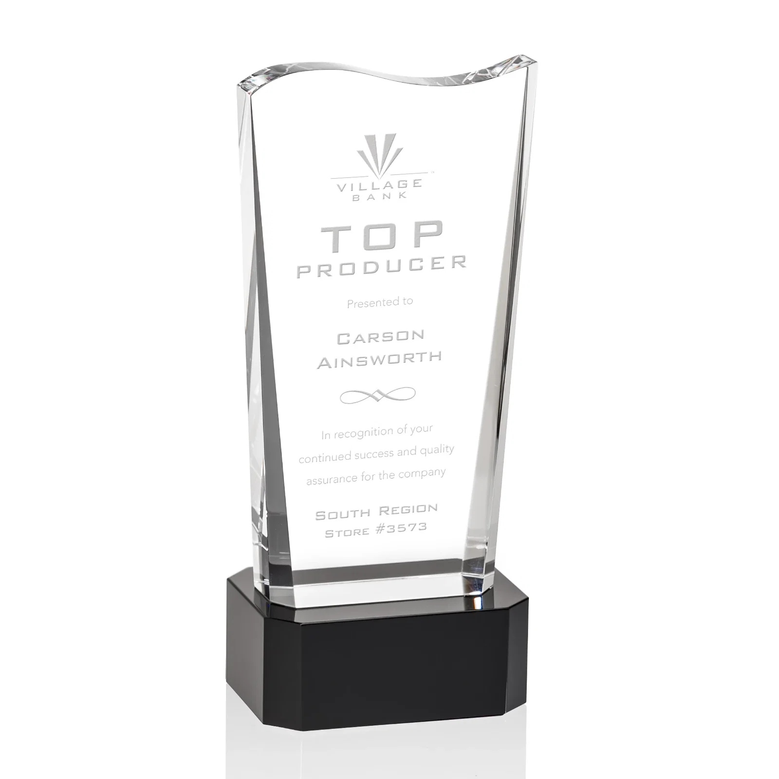 Custom Optical Crystal Sculpture Award on Clipped Optical Base, awards for safety achievement programs