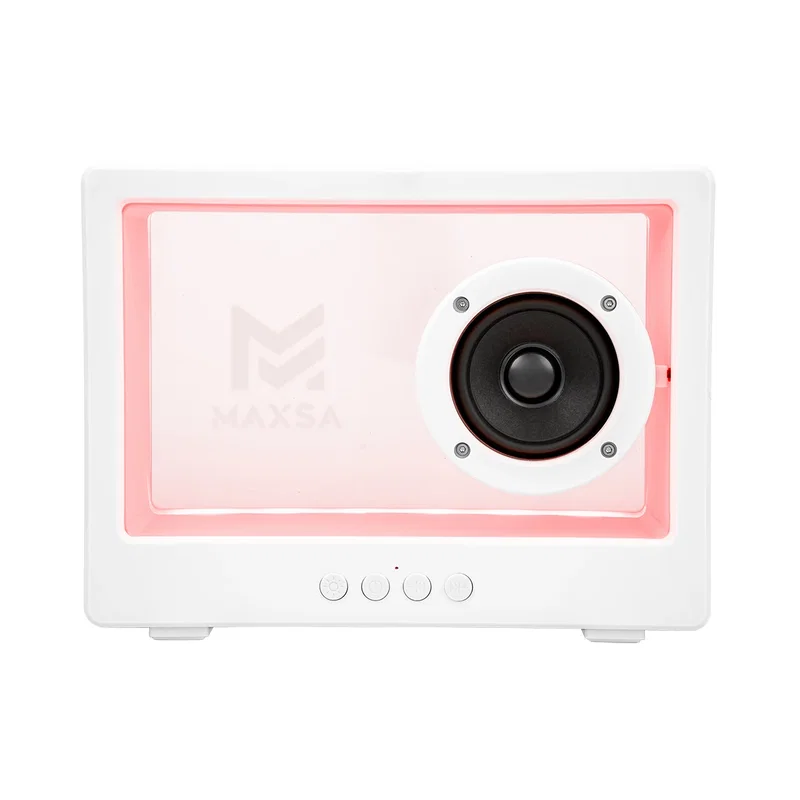 Speaker sized to sit on a desk or shelf