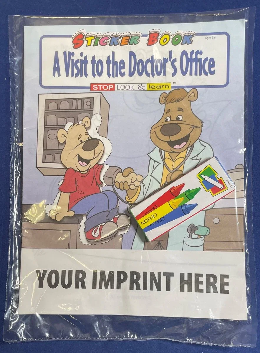 A Visit to the Doctor's Office Sticker Book & Crayon Set for Kids