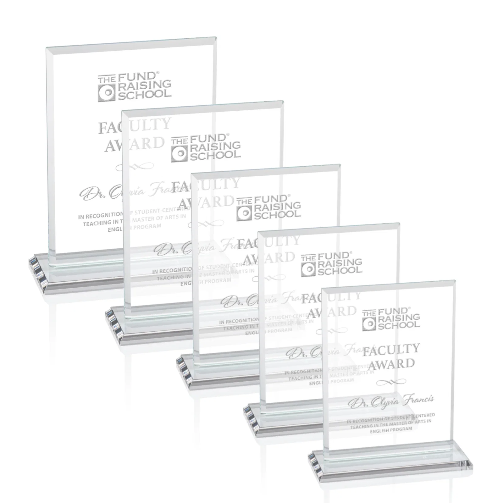 Custom Starfire Crystal Rectangle Award, Bevel on Body and Base, awards for employee recognition