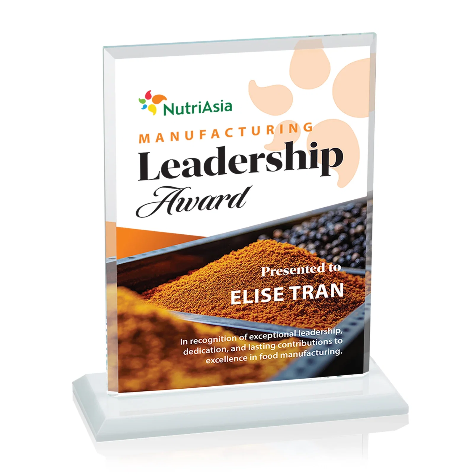 Personalized Starfire Crystal Rectangle Award, Bevel on Body and Base, awards, with your logo for company anniversary events