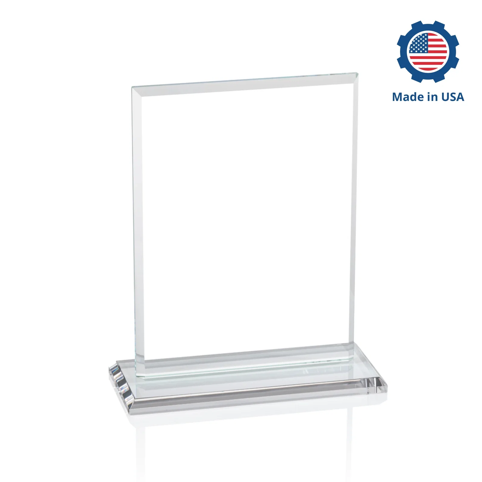 Promotional Starfire Crystal Rectangle Award, Bevel on Body and Base, awards, with your logo for employee recognition