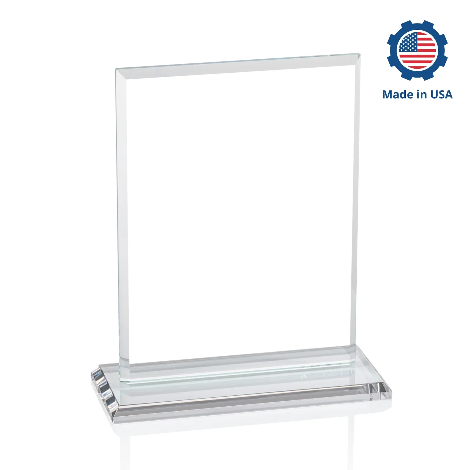 Promotional Starfire Crystal Rectangle Award, Bevel on Body and Base, awards, with your logo for service anniversary gifts