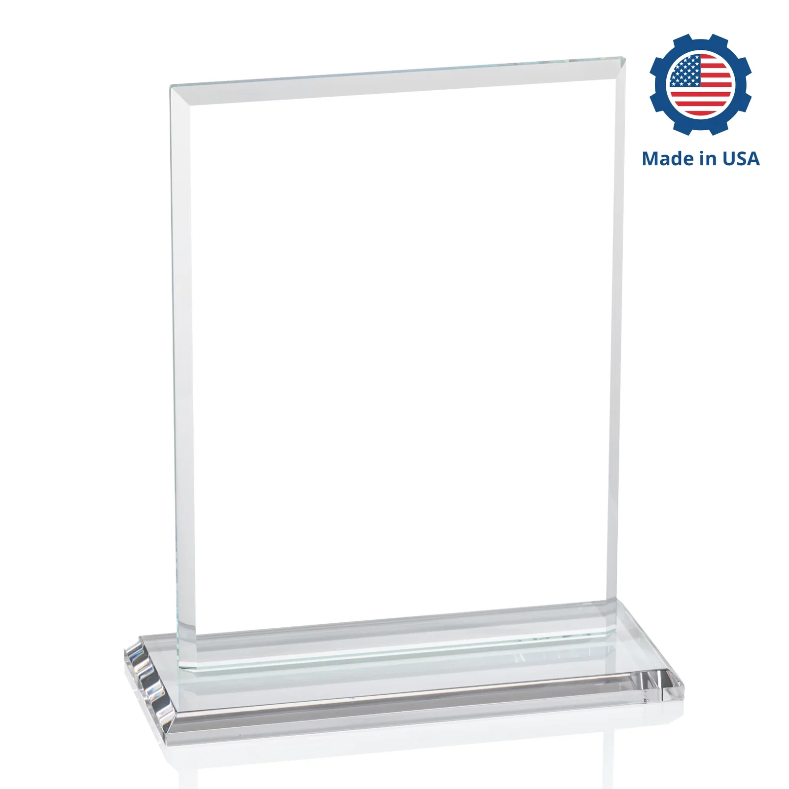 Promotional Starfire Crystal Rectangle Award, Bevel on Body and Base, awards, with your logo for retirement presentations