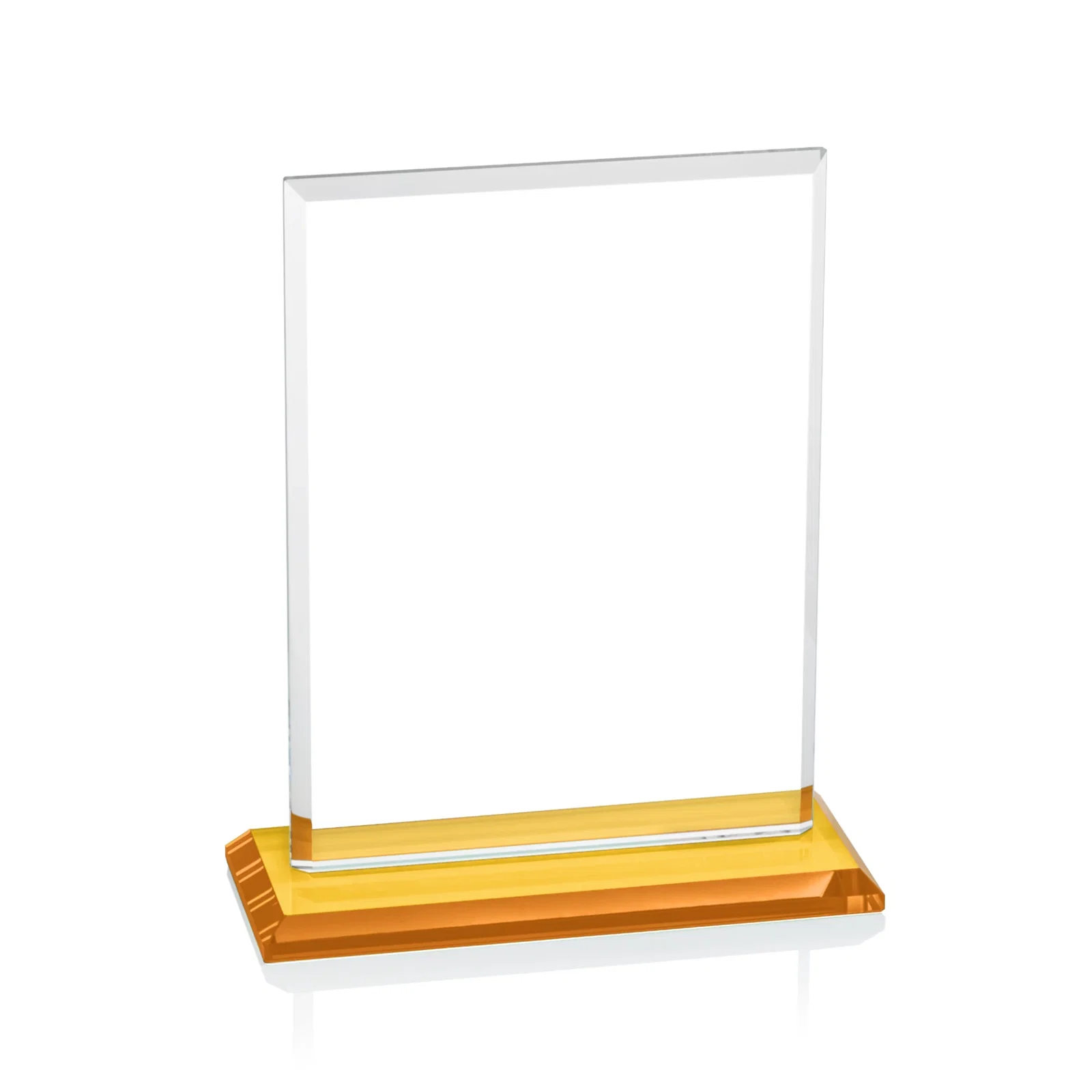 Promotional Starfire Crystal Rectangle Award, Bevel on Body and Base, awards, with your logo for company anniversary events