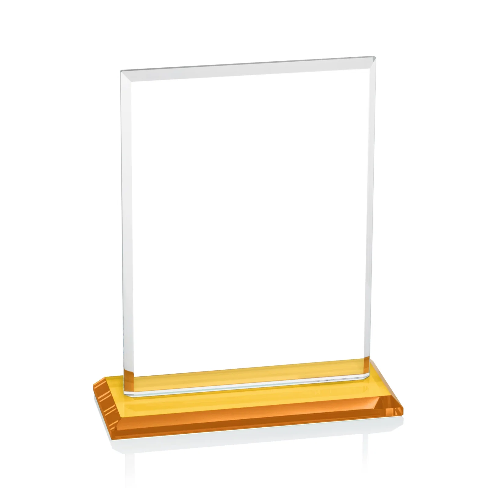 Branded Starfire Crystal Rectangle Award, Bevel on Body and Base, awards, with your logo for employee recognition