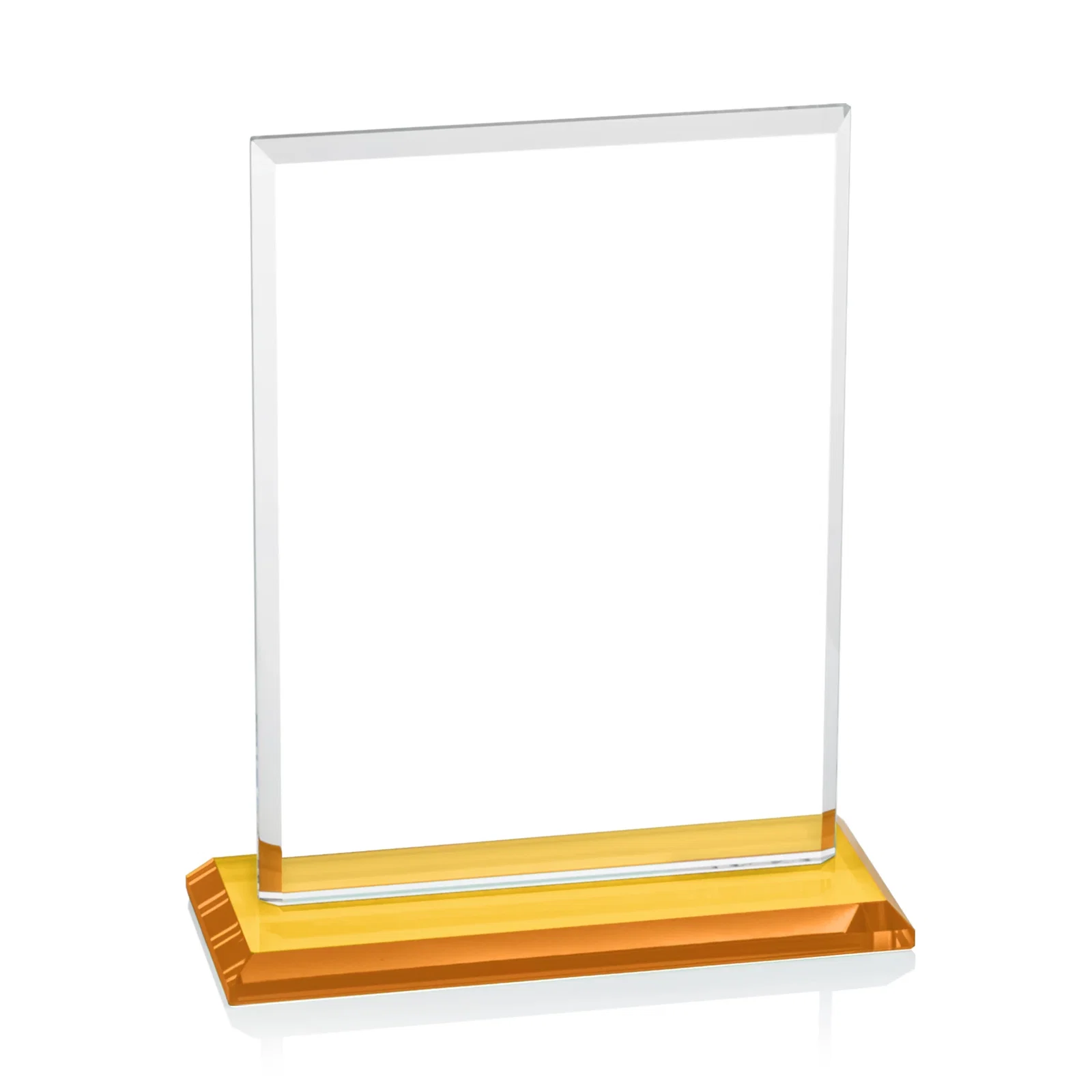 Branded Starfire Crystal Rectangle Award, Bevel on Body and Base, awards, with your logo for corporate award ceremonies