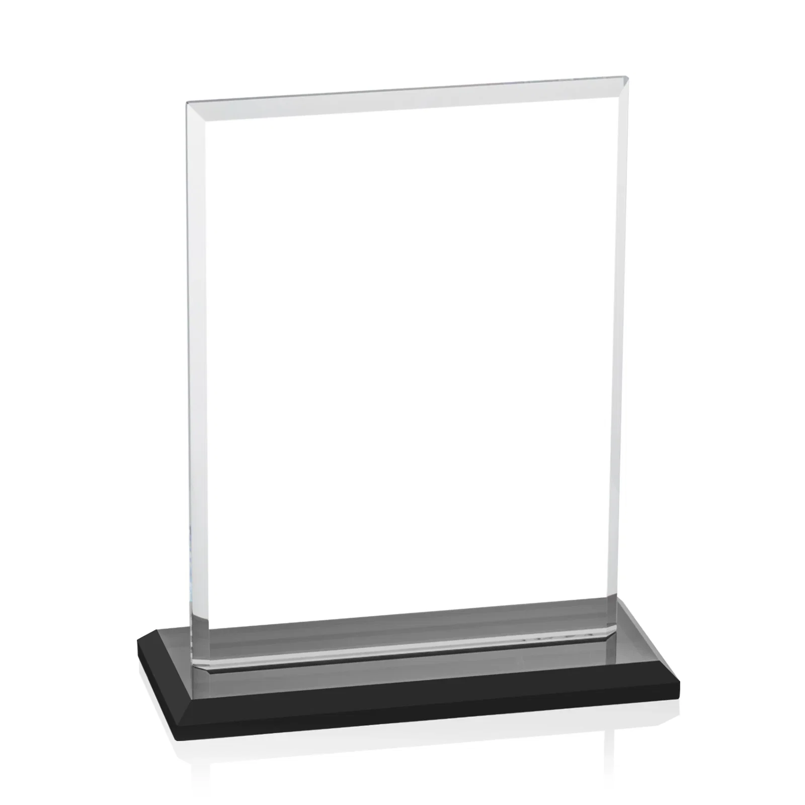 Branded Starfire Crystal Rectangle Award, Bevel on Body and Base, awards, with your logo for company anniversary events
