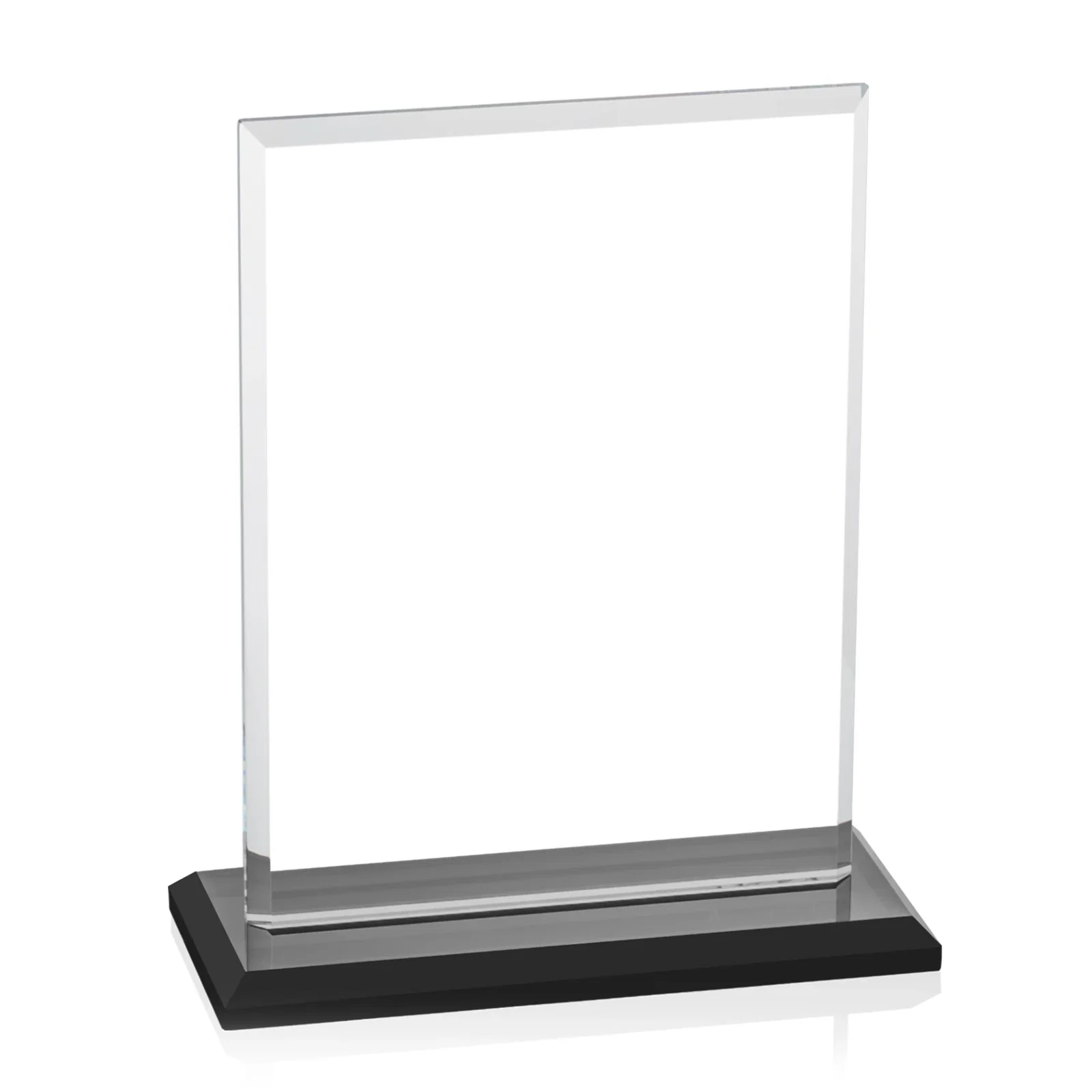 Custom printed Starfire Crystal Rectangle Award, Bevel on Body and Base, awards, with your logo for employee recognition