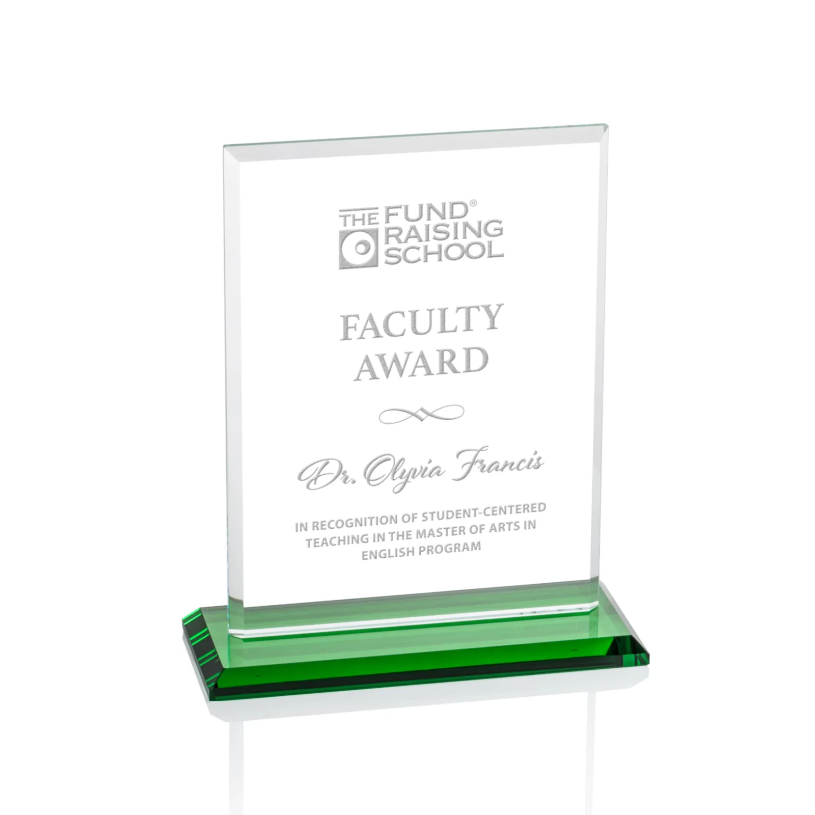Personalized Starfire Crystal Rectangle Award, Bevel on Body and Base, awards for corporate award ceremonies