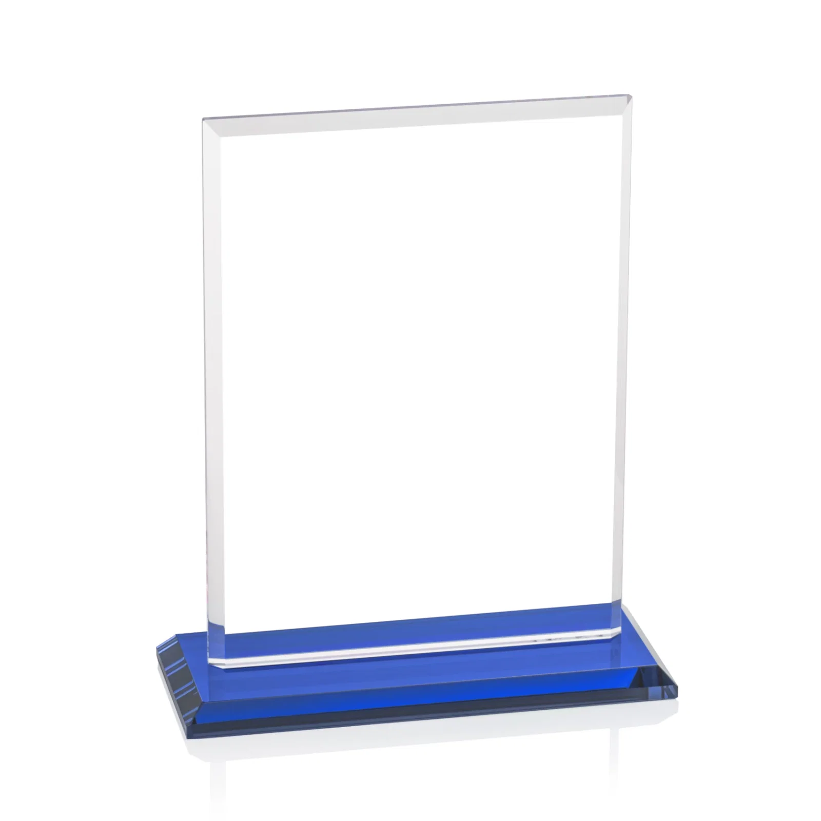 Custom printed Starfire Crystal Rectangle Award, Bevel on Body and Base, awards, with your logo for sales achievement awards